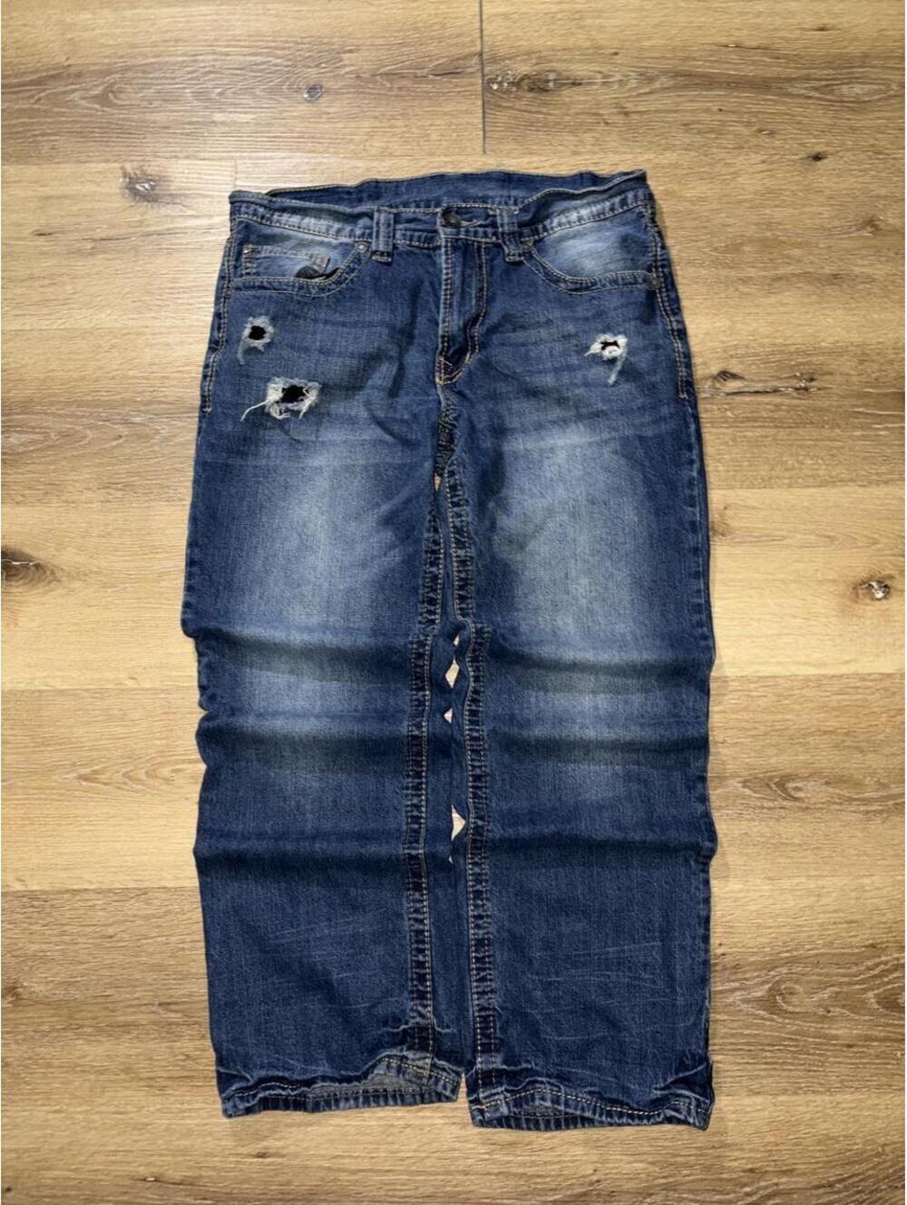 AXEL Distressed Dark Wash Baggy Jeans — Men’s 32x30